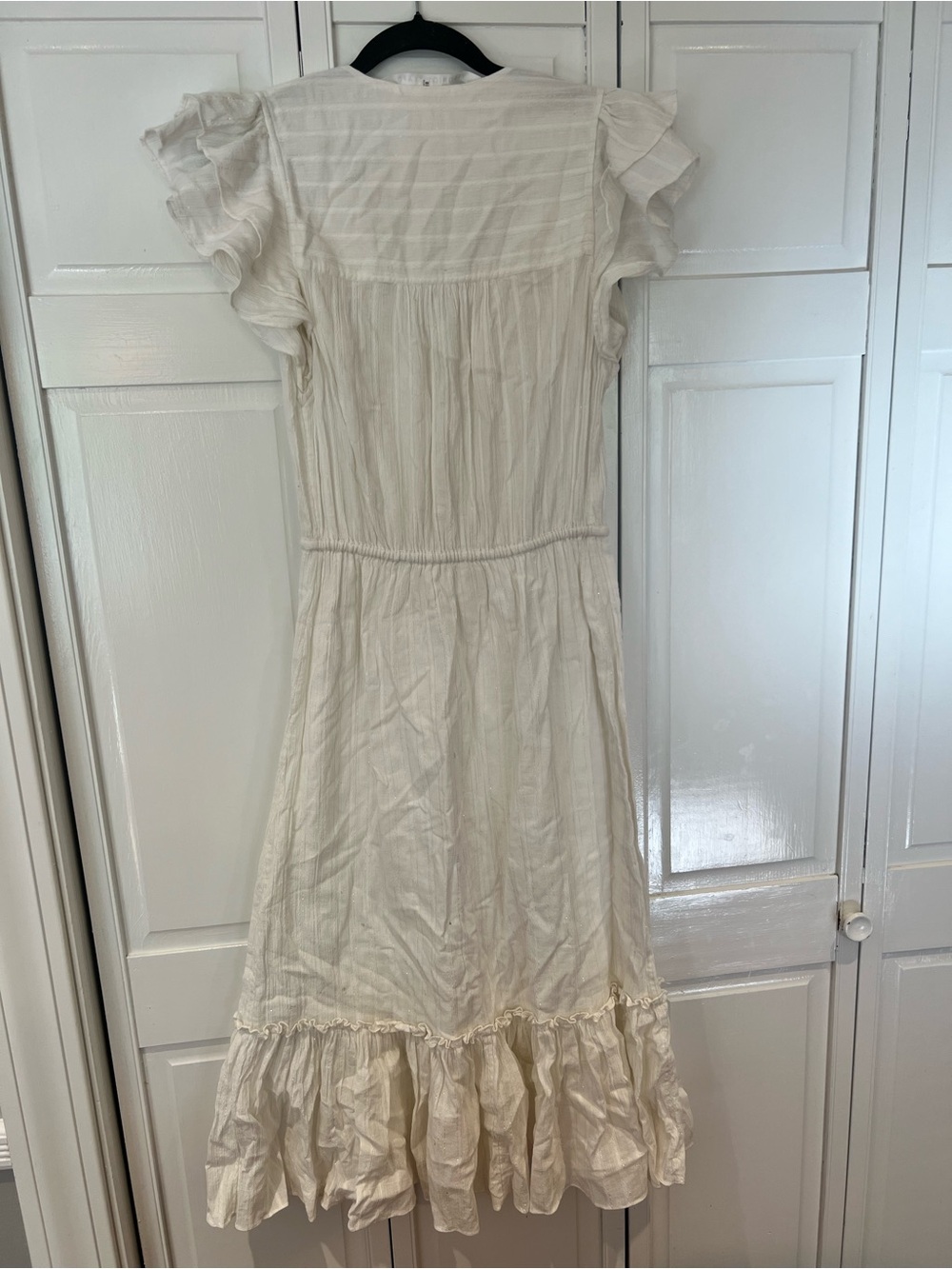 EUC Veronica Beard Tinzia Glitter Striped White Midi Dress - Picture 7 of 7